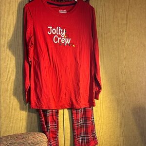 Jolly Crew Red Pajama Set - Holiday Plaid Pants